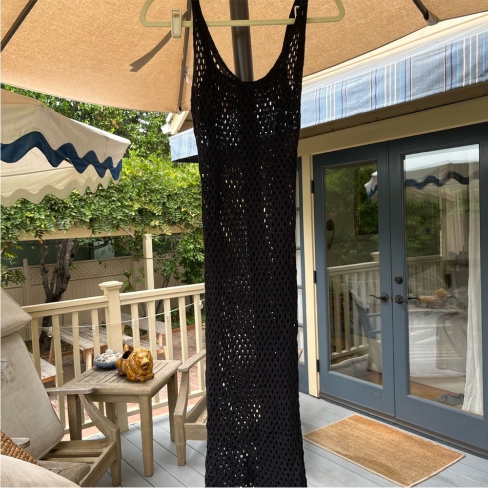 Black Crochet Maxi swim cover up.